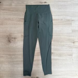 Aerie Offline High Rise Mesh Panel Side Pocket Leggings Sage Green Medium Long